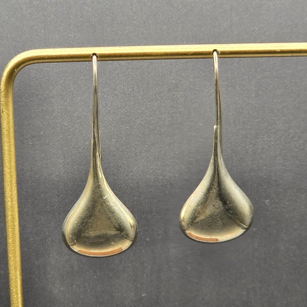VTG Sterling Silver 925 Puffy Teardrop Dangle Earrings 1.5" Pillow Style 3.95g - Picture 5 of 5